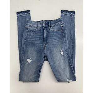 Hollister Women Jeans Size 00 Reg Ultra HighRise Extreme Skinny Distressed Denim